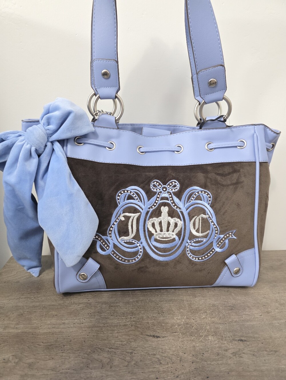 Viral Juicy Couture Purple Brown Bow Daydreamer Tote Bag New